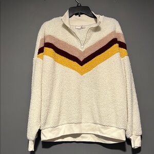 SO Cream Cowl Neck Sweater with Chevron Design